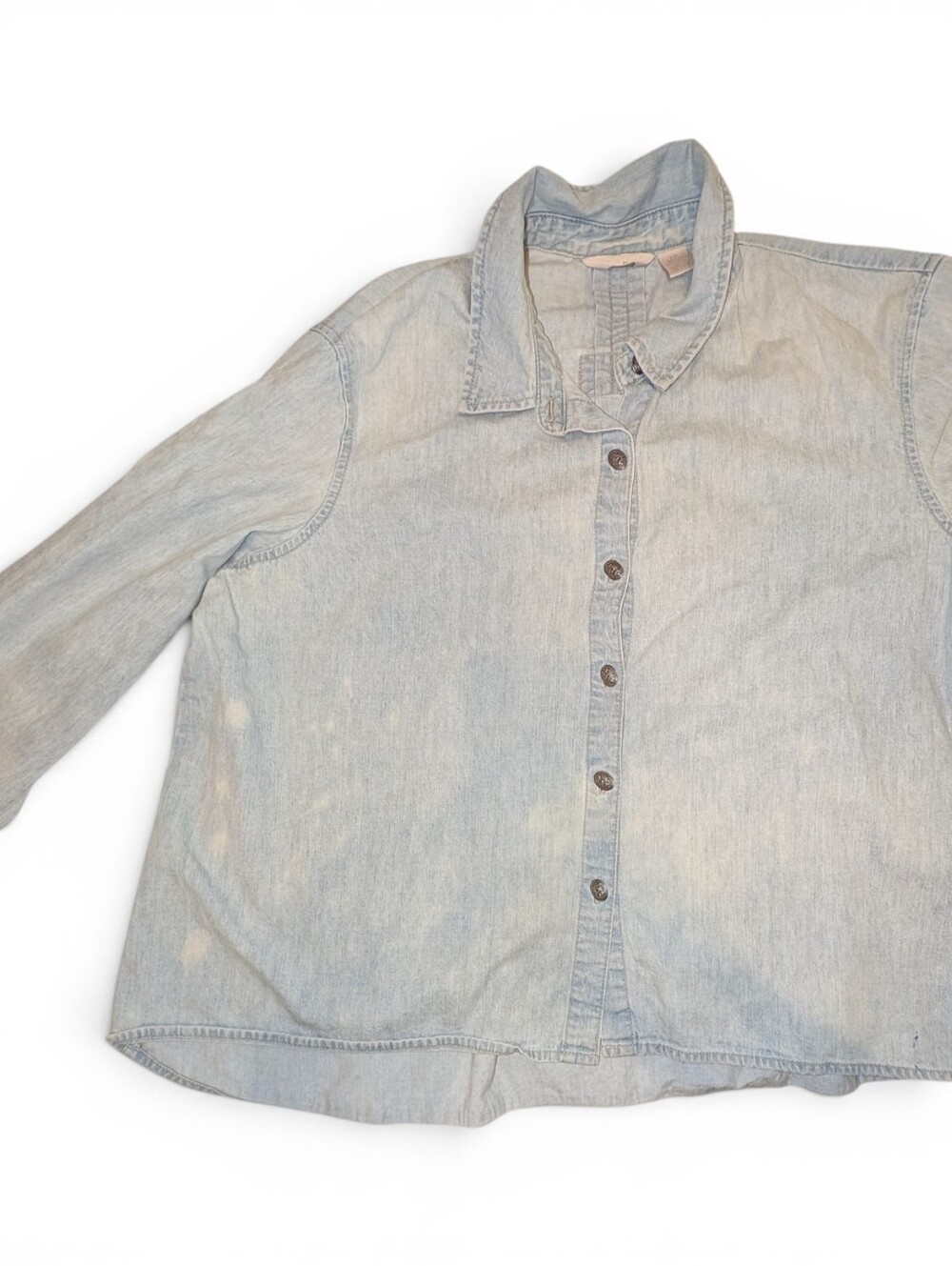 J. Jill Acid Wash Denim Button Front Shirt Top Petite Large Western Summer